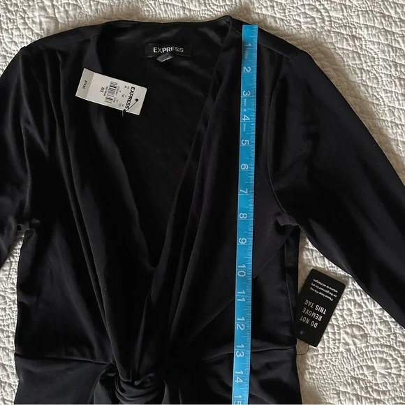 NWT Express Plunging Knot Front Maxi Dress Black Women’s XXS - Picture 11 of 11